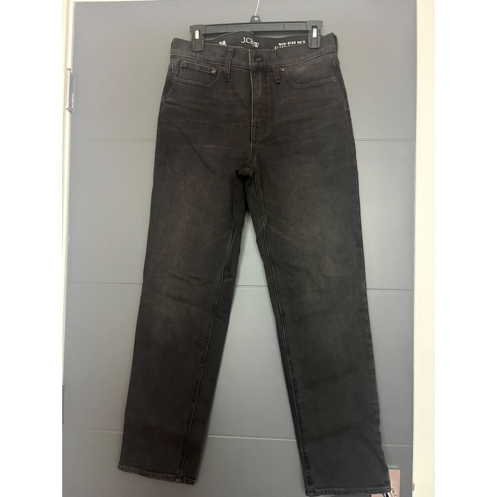 J.Crew Mid-Rise 90's Classic Straight Jeans Washed Black Denim Size 28‎